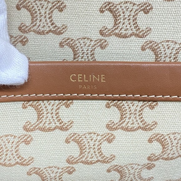 Celine Triomphe Canvas Tote Bag, Beige, Women's - Picture 5 of 12